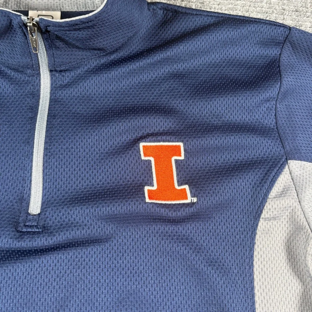 Proedge Illinois Fighting Illini Mens Large Navy Blue 1/4 Zip Pullover Jacket
